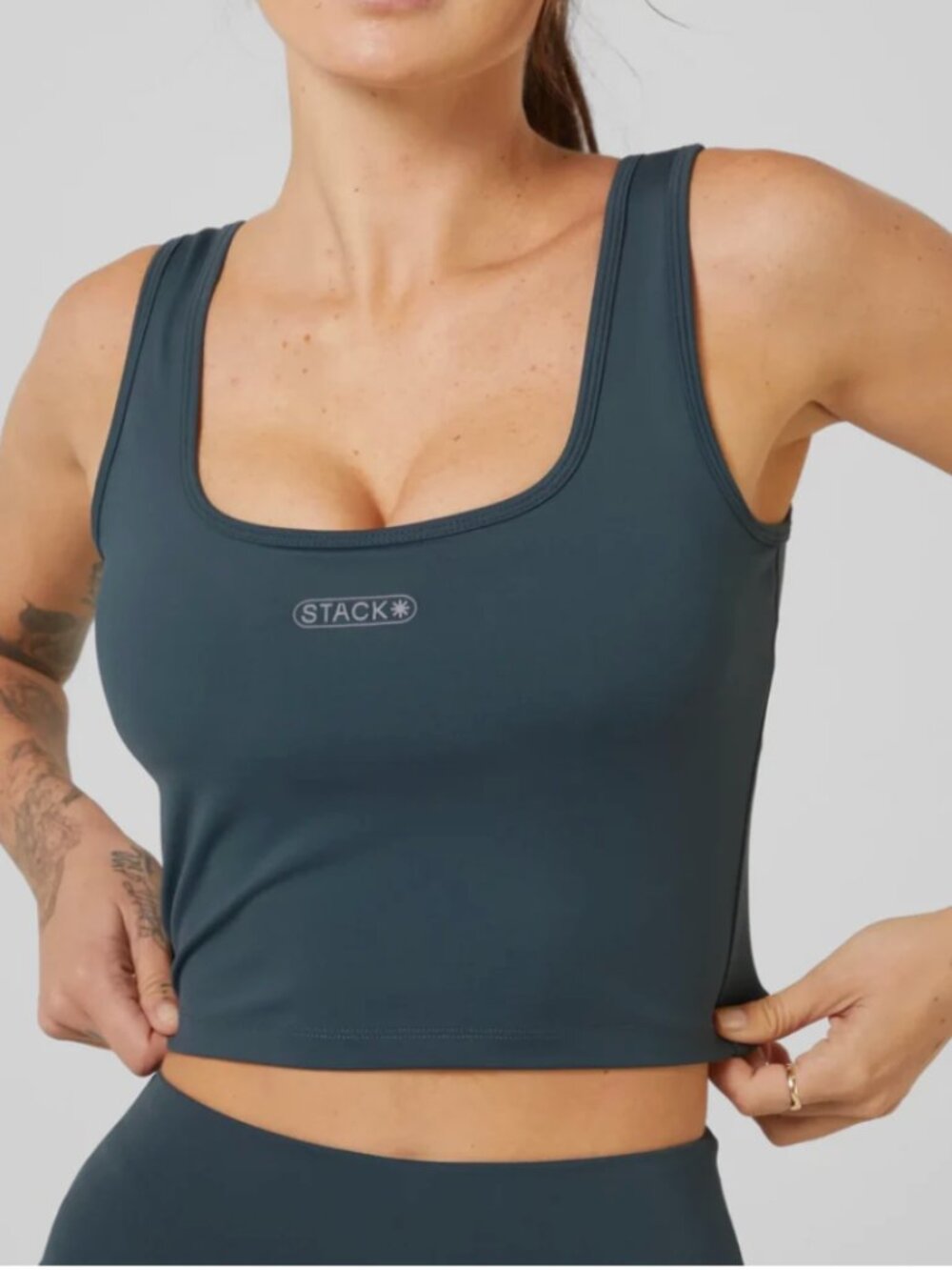 Stack Brand Embrace Square Neck Tank Dark Sea (Green) Colorway Size Small